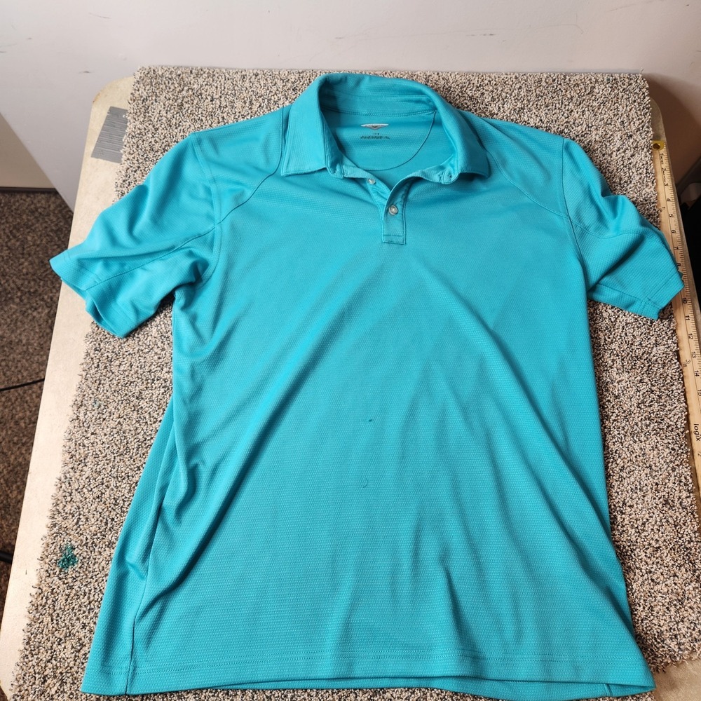Callaway Mens Opti-Dri Golf Polo Shirt Turquoise Blue Textured Short Sleeve L